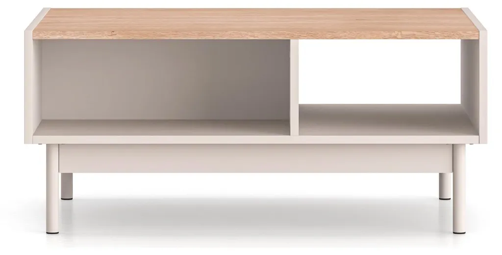 Table Basse Rectangulaire avec Rangement Ouvert Gris et Bois Dunea - 6