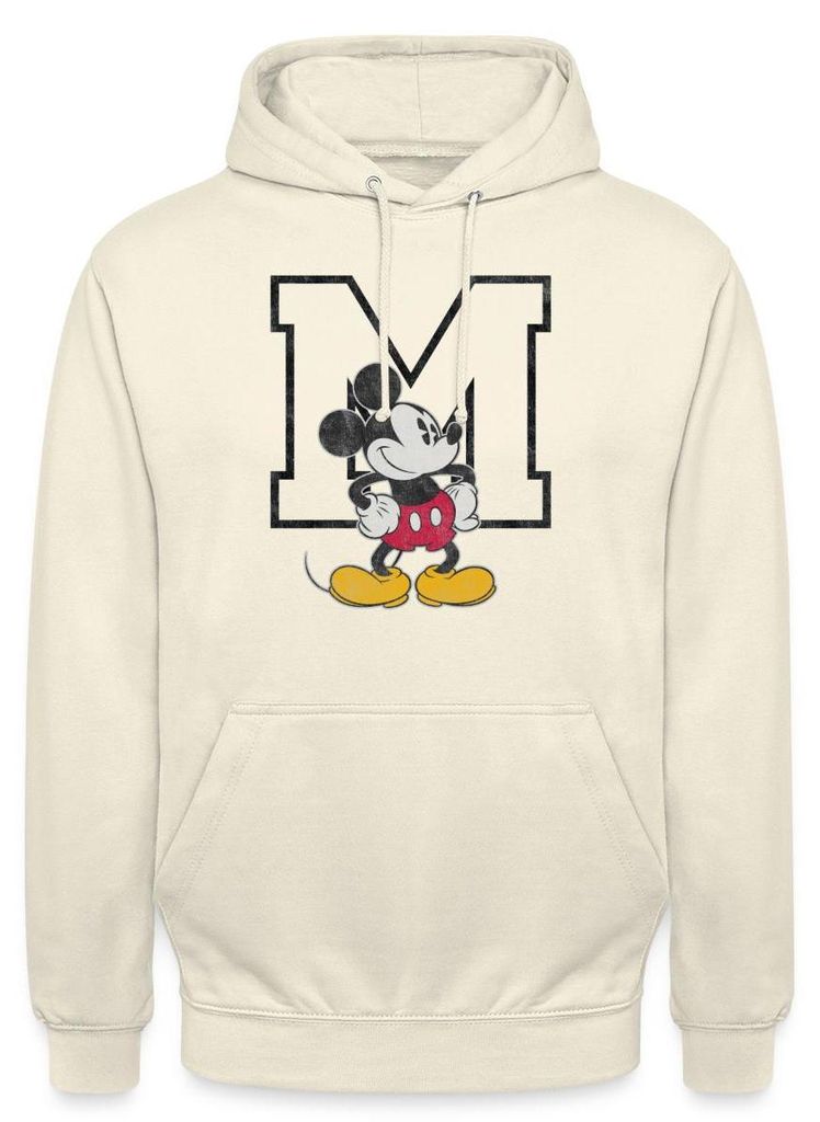 Mickey & Minnie Klassisch Mit M Uni Hoodie, L, Vanille-Milchshake