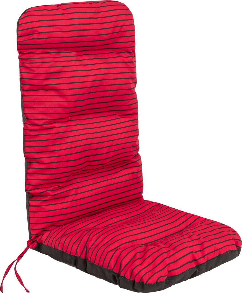 Bjird Stuhlauflagen Kissen für Gartenmöbel Gartenmöbelauflagen - Basia - 123 x 48 x 7 cm - Rot mit Streifen