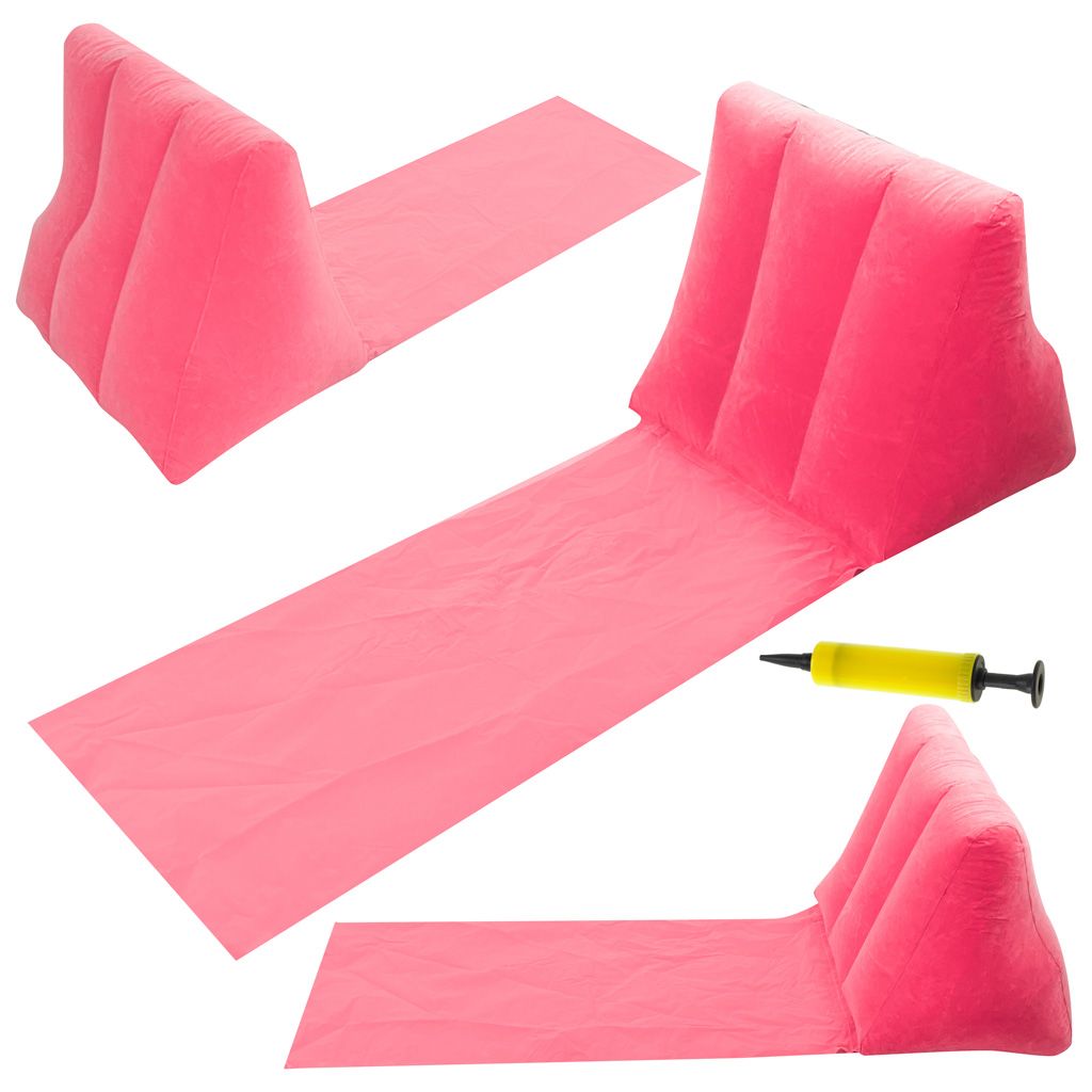 Strandmattenliege mit Rückenlehne aufblasbar rosa Produktbild 
