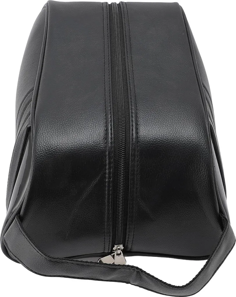 Borsa portascarpe, in Finto cuoio, idrorepellente, multifunzionale e portatile con maniglia per i viaggi, nera - 4