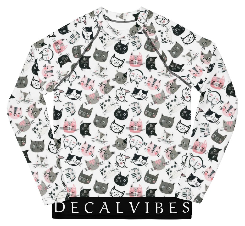 DECALVIBES Mädchen Rash Guard Compression Langarmshirt für Jugendliche Ultimate Meow Cats - 158