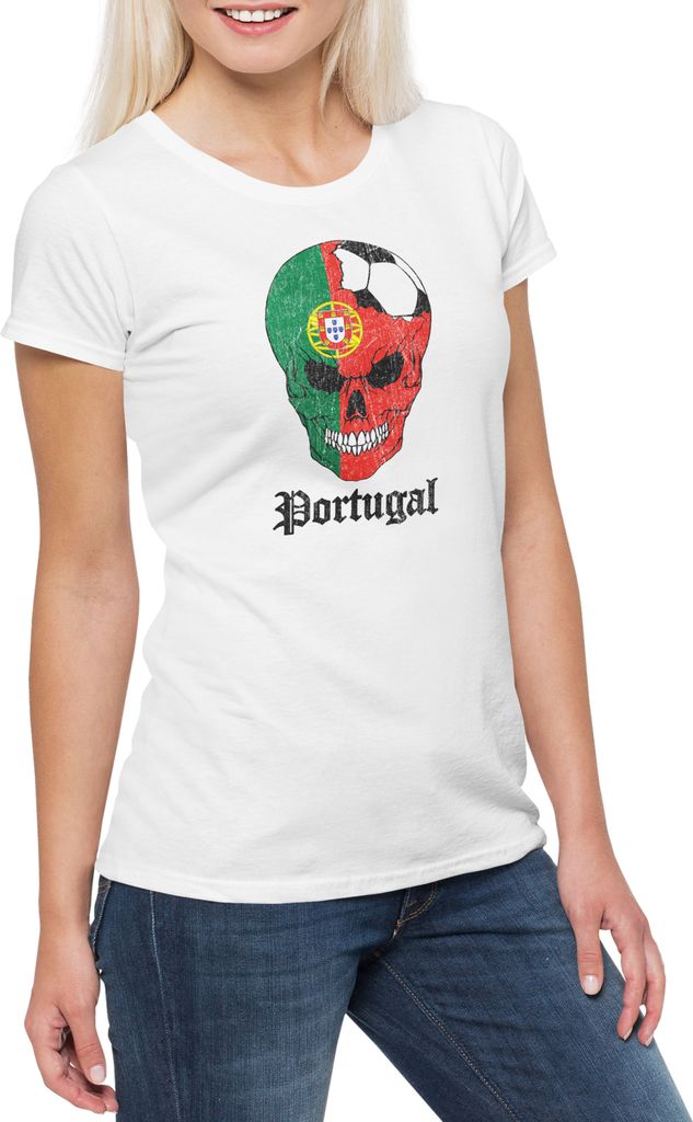 Urban Backwoods Portugal Football Comet, Damen T-Shirt, Farbe: Weiß, Größe: XL
