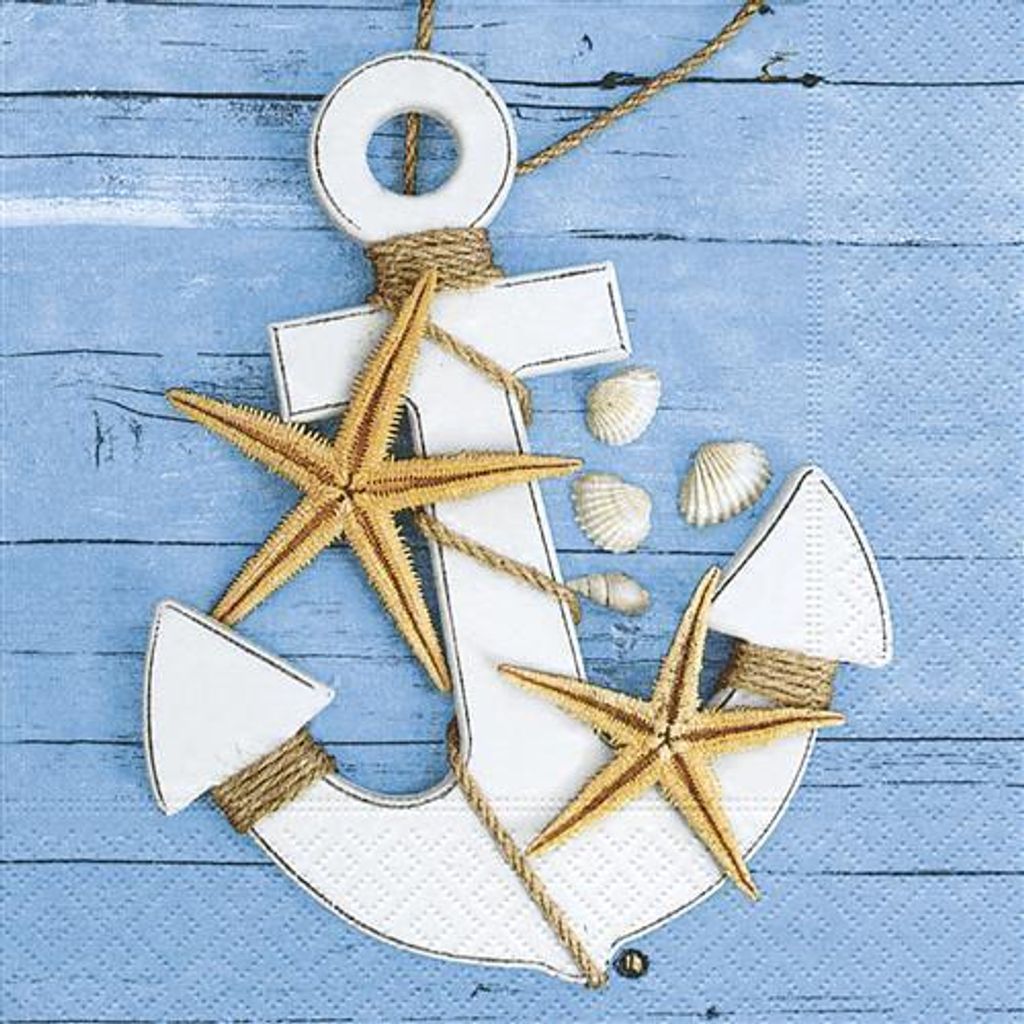 20 Servietten On the Pier - Seesterne an Anker 33x33cm Produktbild 