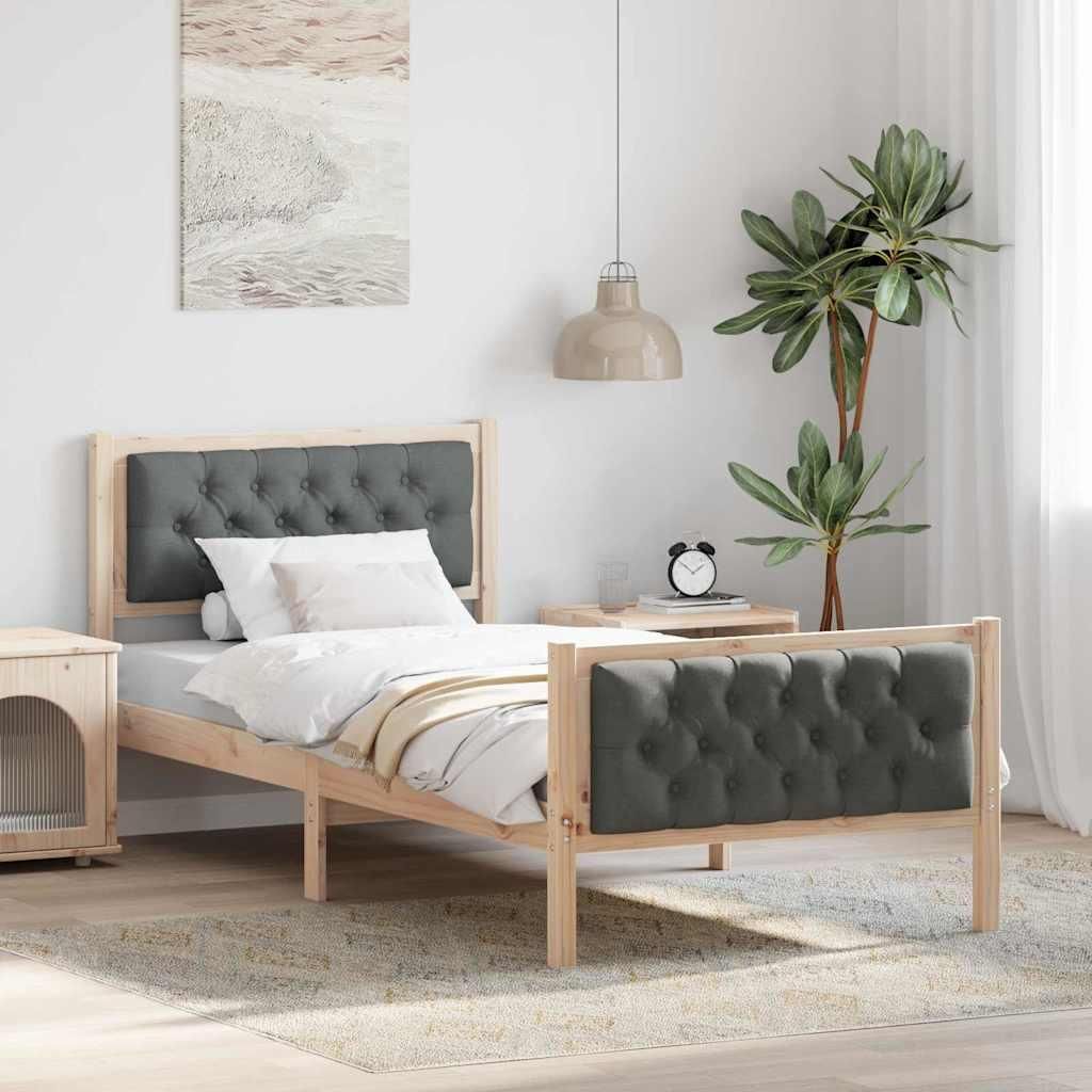Maison Exclusive - Bettrahmen Dunkelgrau 90 x 190 cm Massives Kiefernholz