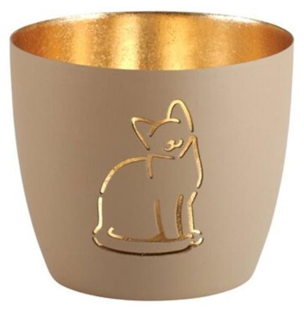 Gift Company Windlicht Madras Katze Sandstone Gold Produktbild 
