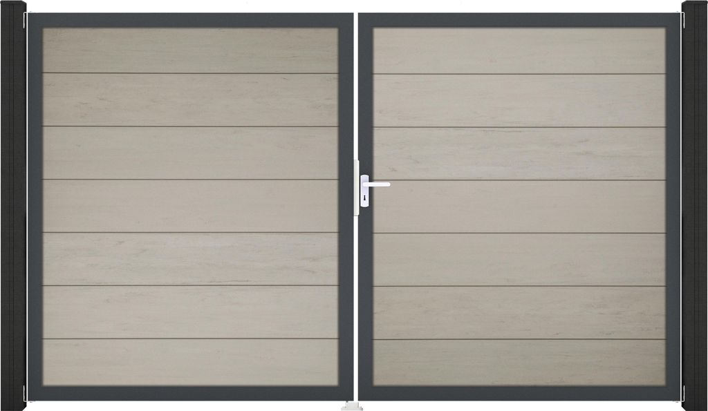 GroJa Solid Grande Tor Schwarz co-ex DIN rechts 300x180x4 cm Alu-Rahmen DB 703, 2-flügelig