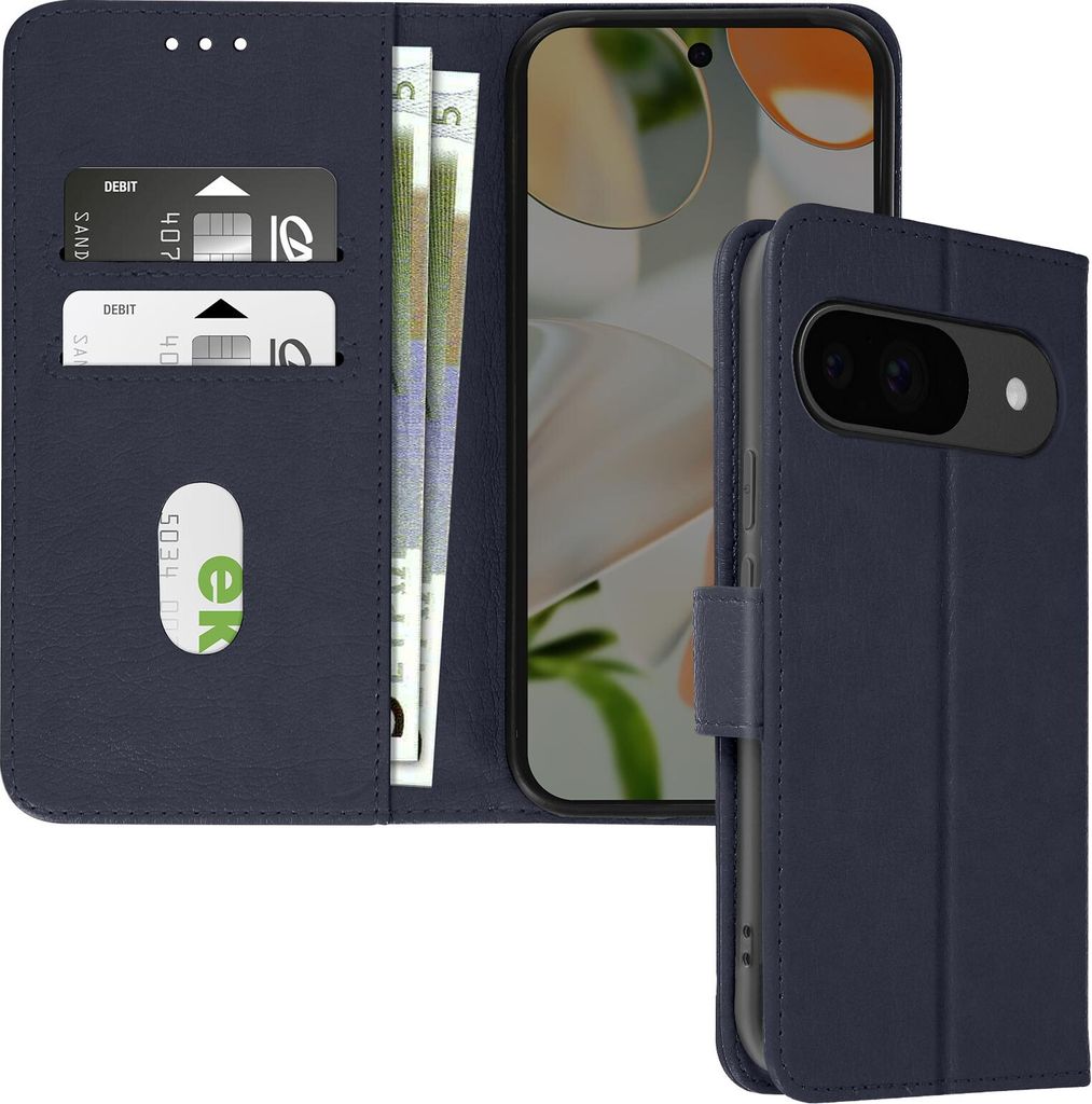 Avizar, Kunstlederetui mit Standfunktion Google Pixel 9 und Pixel 9 Pro, Nachtblau