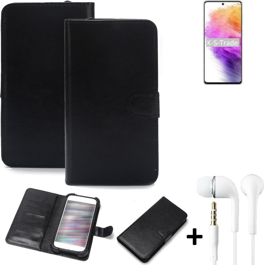 K-S-Trade Wallet Case Handyhülle kompatibel mit Samsung Galaxy A73 5G Schutzhülle Flip cover Flipstyle Tasche Hülle Flipcover Slim Bumper schwarz +