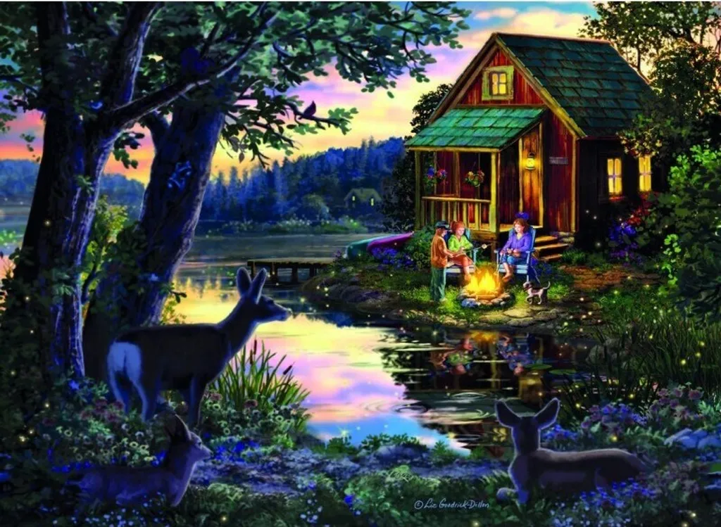 Puzzle bois XL 750 pièces haute précision Soirée au bord du lac kit