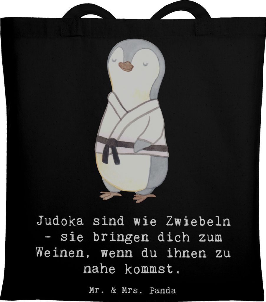 Mr. & Mrs. Panda Beutel Judo Zwiebel - Schwarz - Geschenk, Schultasche, Kampfkunst, Sportler, Techniken, Jutebeutel, Sportart, Tote Bag, Leidenscha...