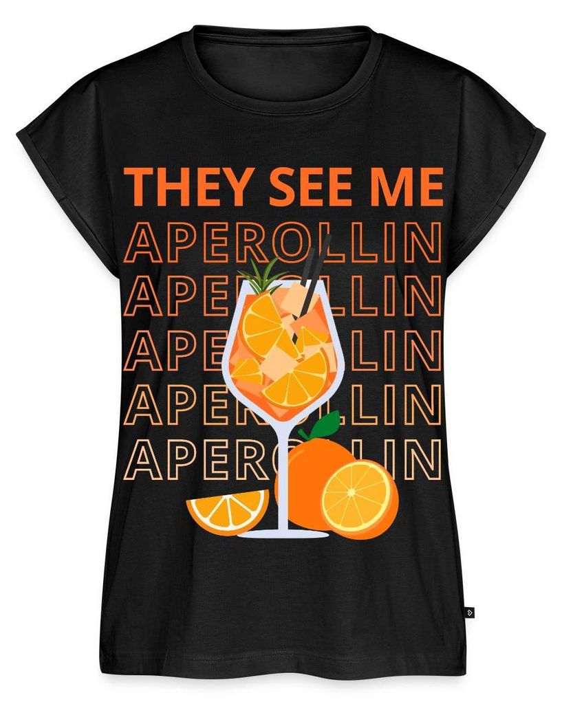 Spreadshirt They See Me Aperollin Fasching Sommer Sonne Frauen Casual T-Shirt, XS, Schwarz