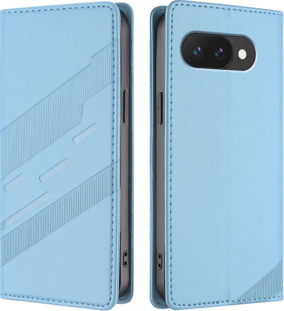 Hülle für Google Pixel 9A, Kunstleder Brieftaschen Handyhülle mit Kartenfach und Standfunktion Hellblau