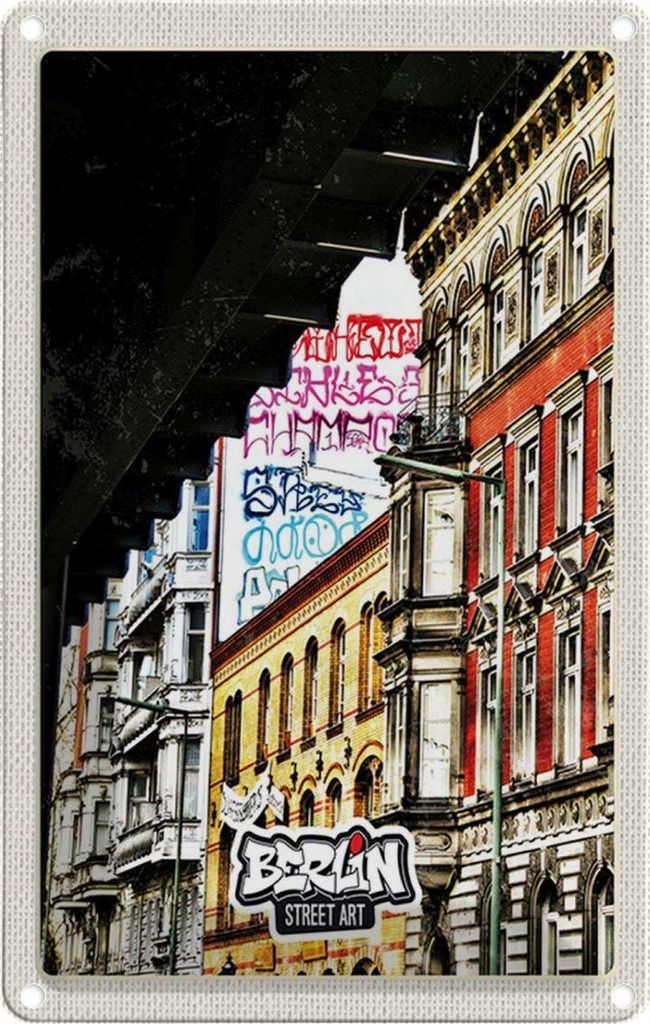 vianmo Blechschild 30x20 cm Berlin Deutschland Graffiti Stret Art Bildmotiv Reisemotiv Abenteuer Reisen Urlaub