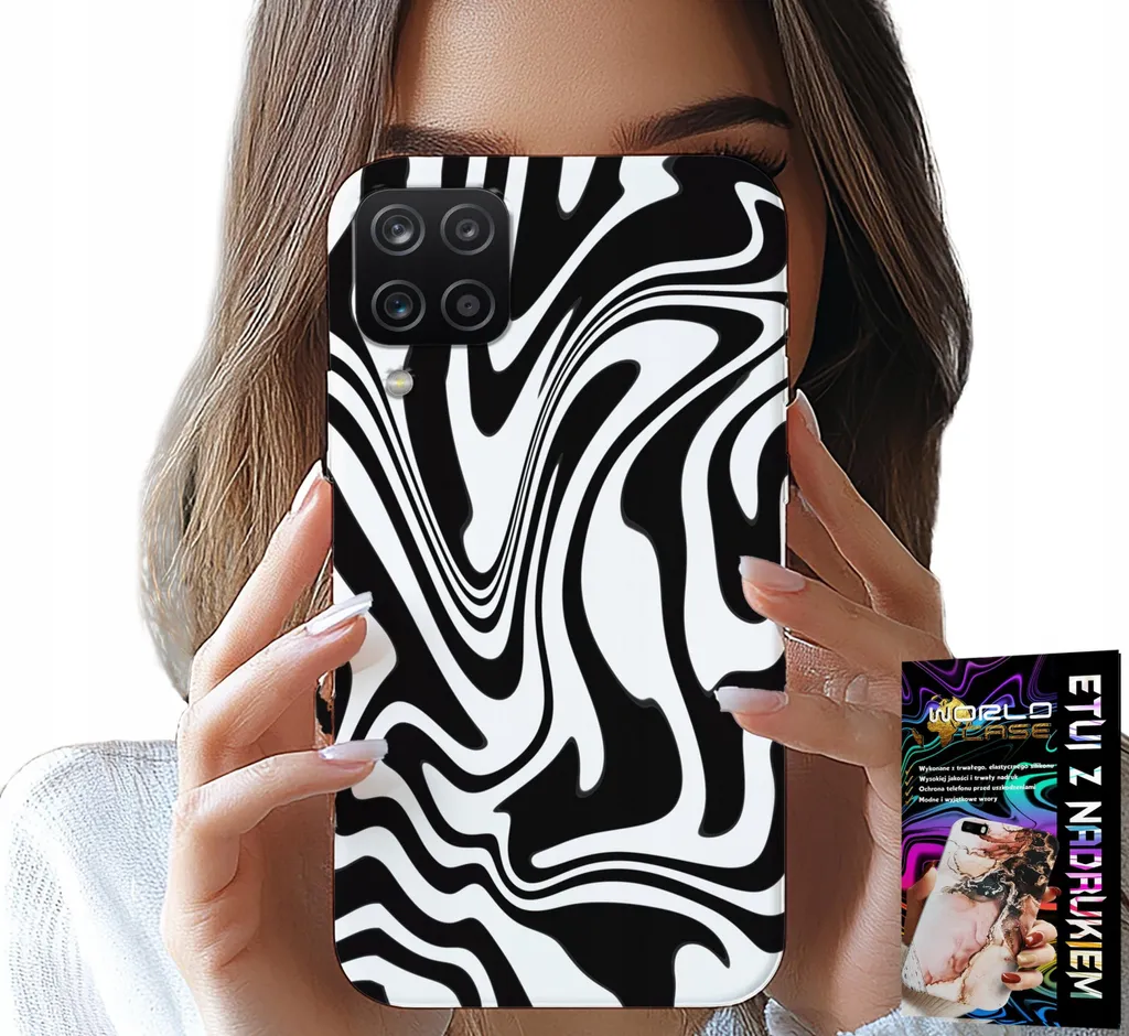 Custodia Samsung Galaxy A22 5G Astratto Bianco e Nero + Vetro Hart 9H