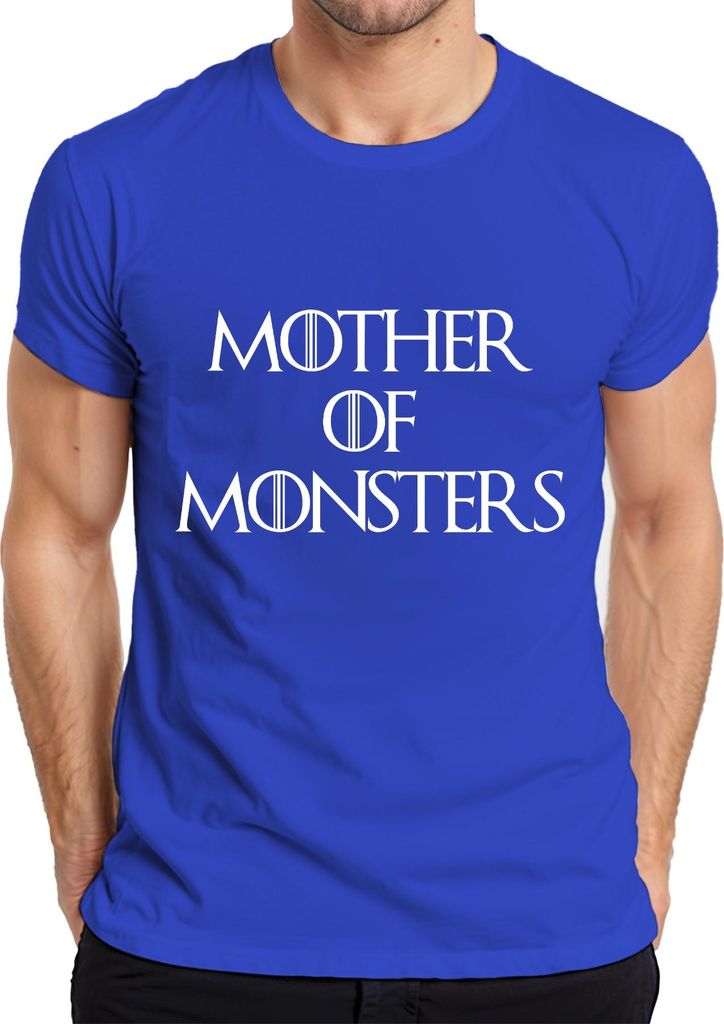 MOTHER OF MONSTERS Mutter Geschenk Serienfan Fantasy Halloween Herren T-Shirt, Blau, S