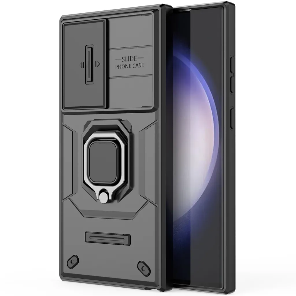 Cover S23 Ultra Nera Blindata - Protezione Totale con Supporto Anello - 6