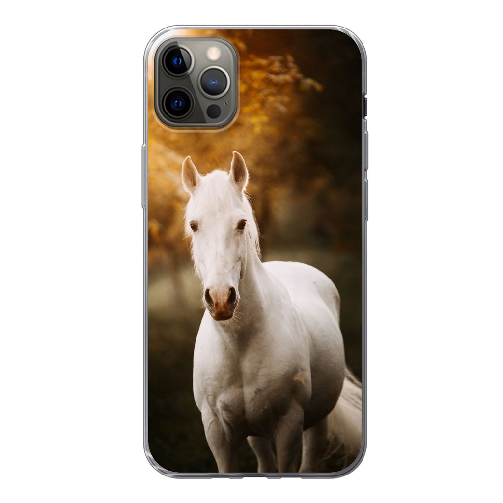 MuchoWow Handyhülle Schutzhülle Hülle für iPhone 13 Pro Max Pferd - Licht - Sonne Silikon Softcase Handy Hülle - Mobiltelefon