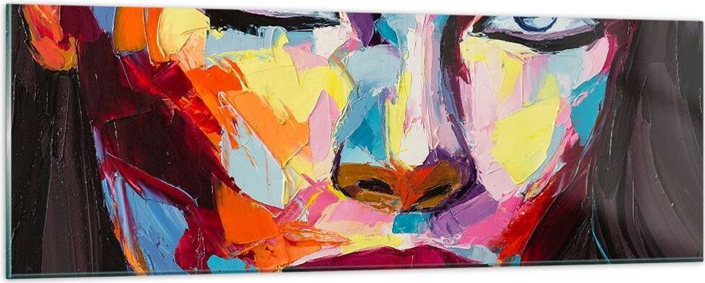 Bilder auf glas - Mädchen Gesicht - 90x30cm - Glasbilder - Wandbilder - Kunstdruck - zum Aufhängen bereit - Wanddekoration aus Glas - Glas Bilder...