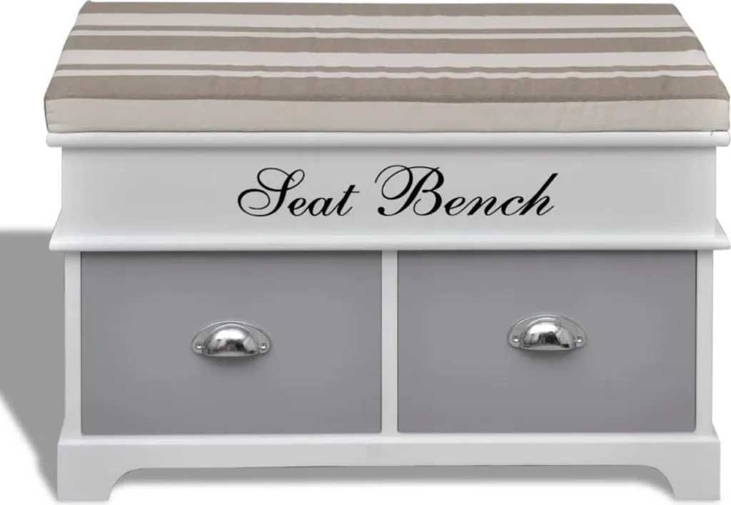 Banc Coffre vidaXL en Bois de Paulownia avec Coussin Confortable