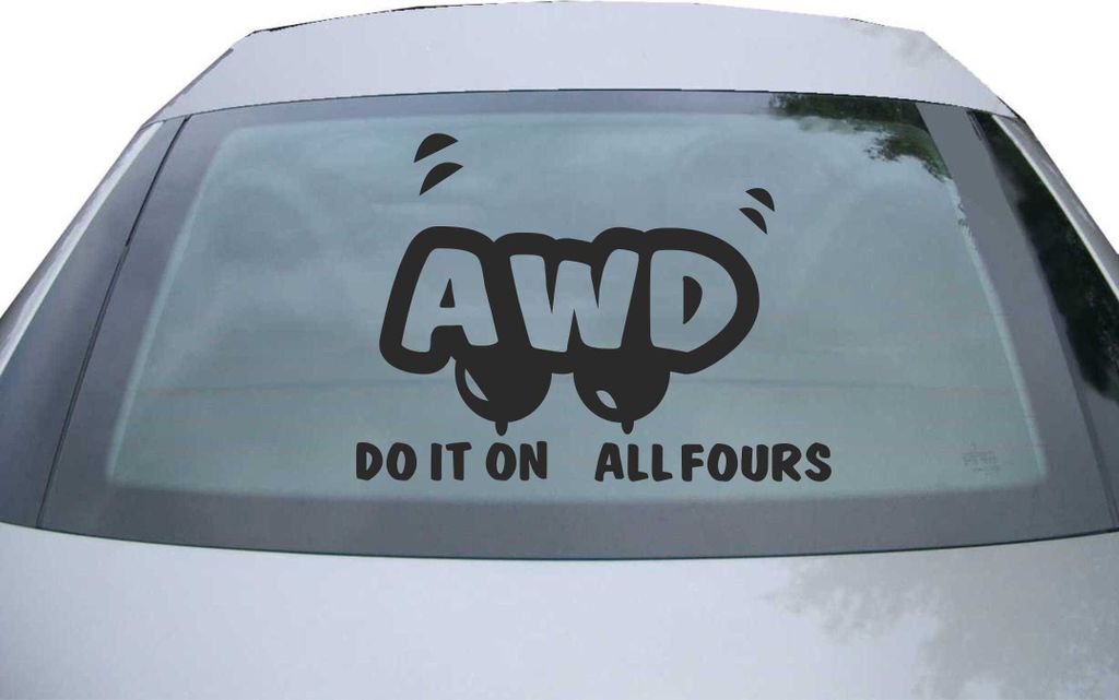 Indigos UG - Aufkleber Heckscheibe & Motorklappe DE2233 - schwarz - 600x440 mm - AWD do it on all fours - Auto Scheiben Fenster Heckklappe Tuning R...