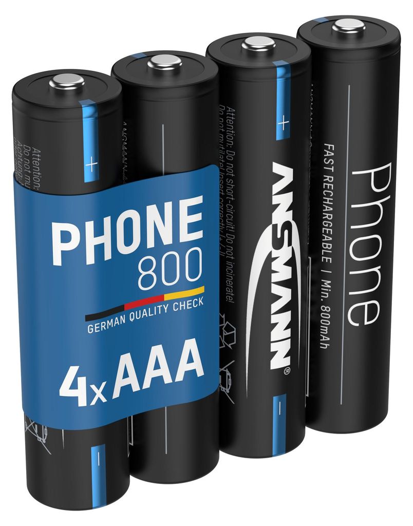ANSMANN Telefon Akku AAA 800mAh 1,2V, 4 Stück, DECT Produktbild 