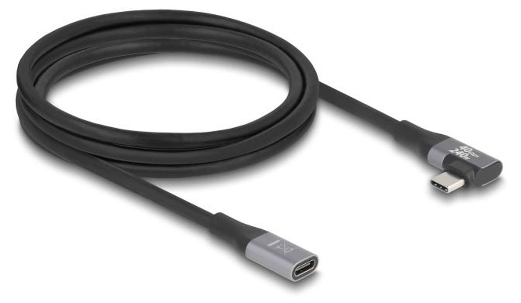 Delock USB 20 Gbps Verlängerungskabel gewinkelt links / rechts USB PD 3.1 Extended Power Range 240 W 2 m