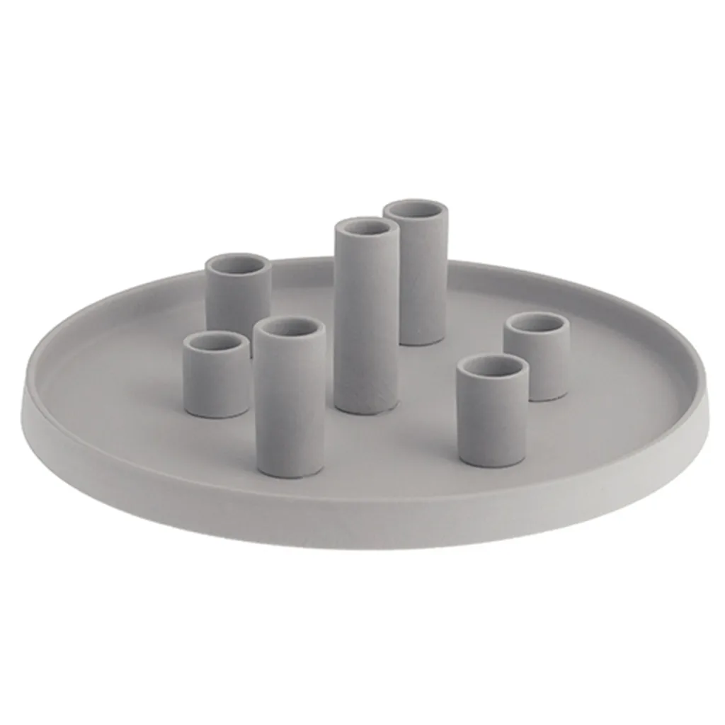 Storefactory Lingsberg Bougeoir Rond Gris Clair en Céramique Mat