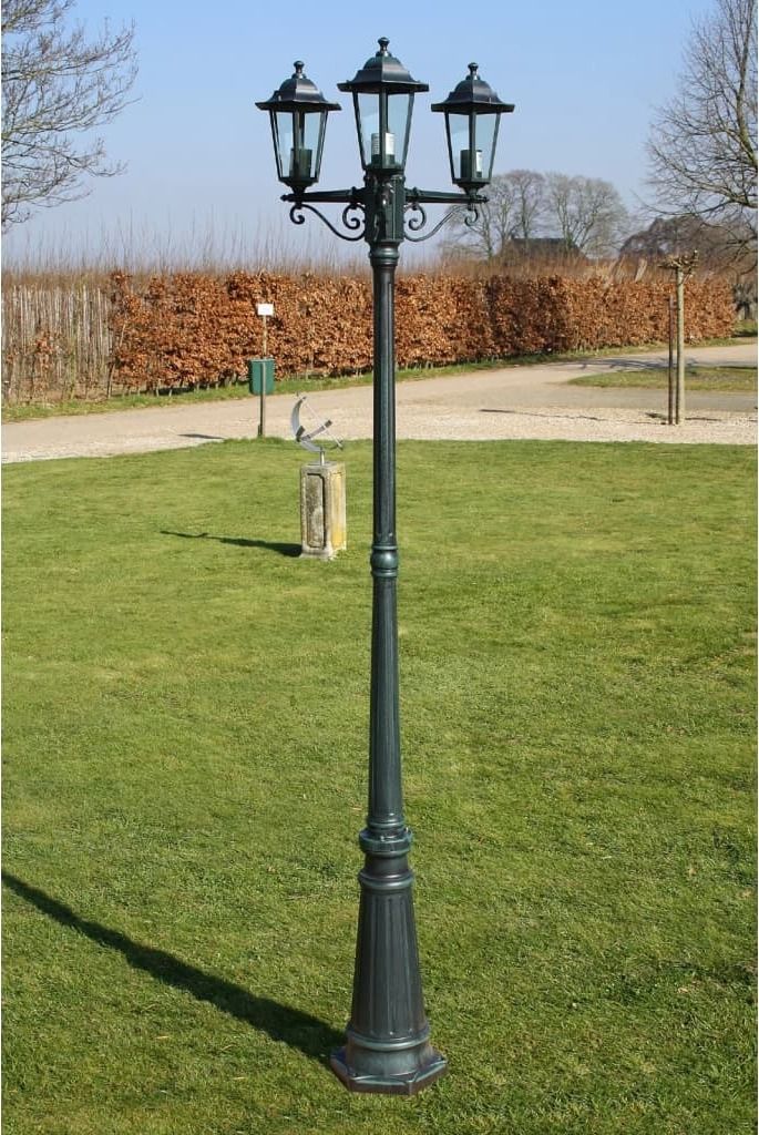 vidaXL Gartenlaterne 3-flammig 215 cm Dunkelgrün/Schwarz Produktbild 