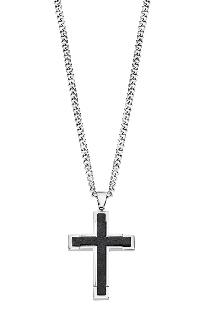 Collier Homme Lotus LS2256-1/2 avec Pendentif Croix en Acier Inoxydable