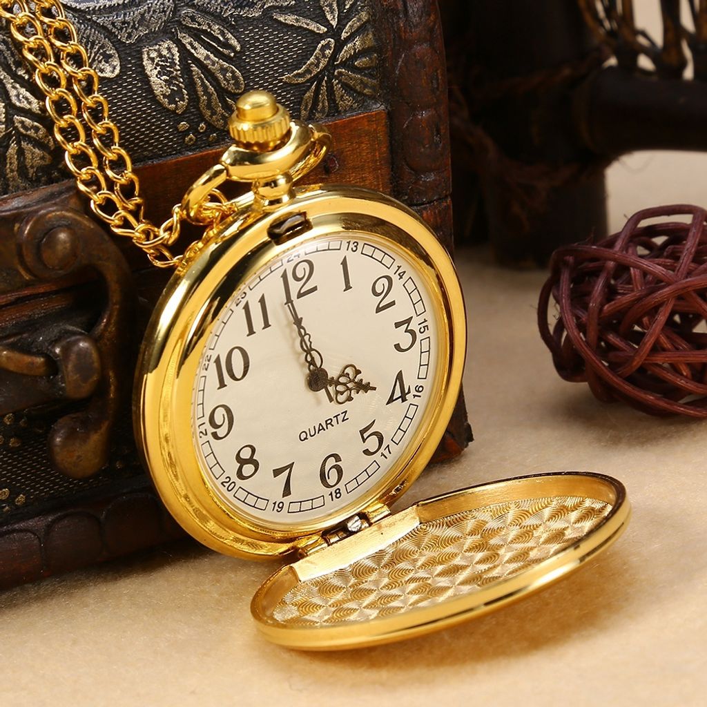 Klassische analoge Taschenuhr mit Quarzwerk und glattem Produktbild 2