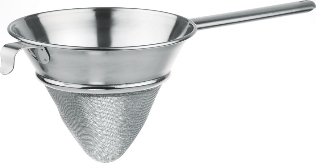 APS Gazespitzsieb aus Edelstahl feines Siebgewebe mit 9 Löcher pro cm² mit Gegenauflage ØxH: 24 x 19 cm