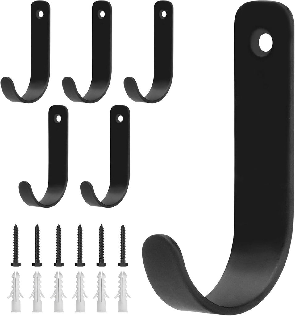 Wandgarderobenhaken, schwarze Metallhaken, Garderobenhaken für Kleidung, Hüte, Taschen und Schlüssel für Schlafzimmer, Badezimmer, Küche, Wohn...