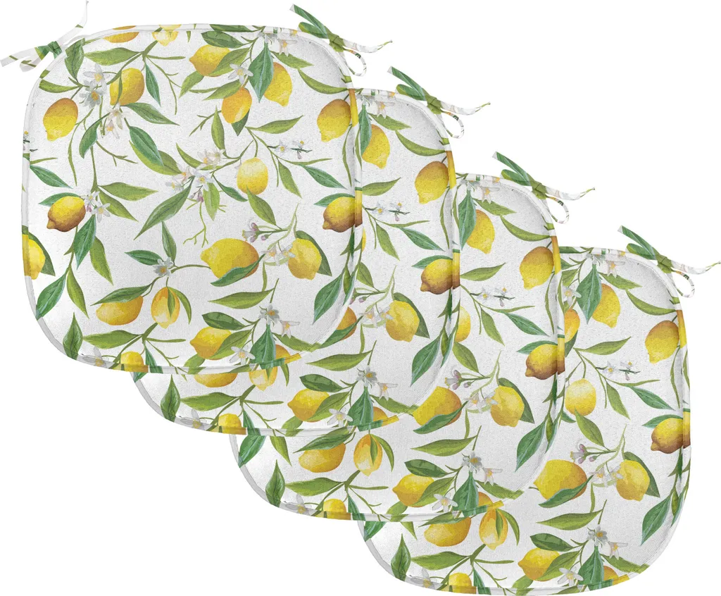 Cuscini Sedie 40x40 ABAKUHAUS Lemon Woody - Set da 4 Impermeabili