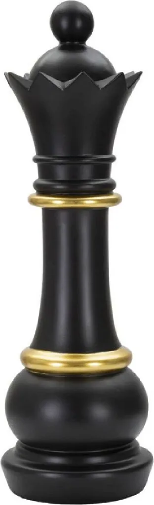 Embellir Salon avec Statue Échecs Dame 50cm Noir Or Mauro Ferretti
