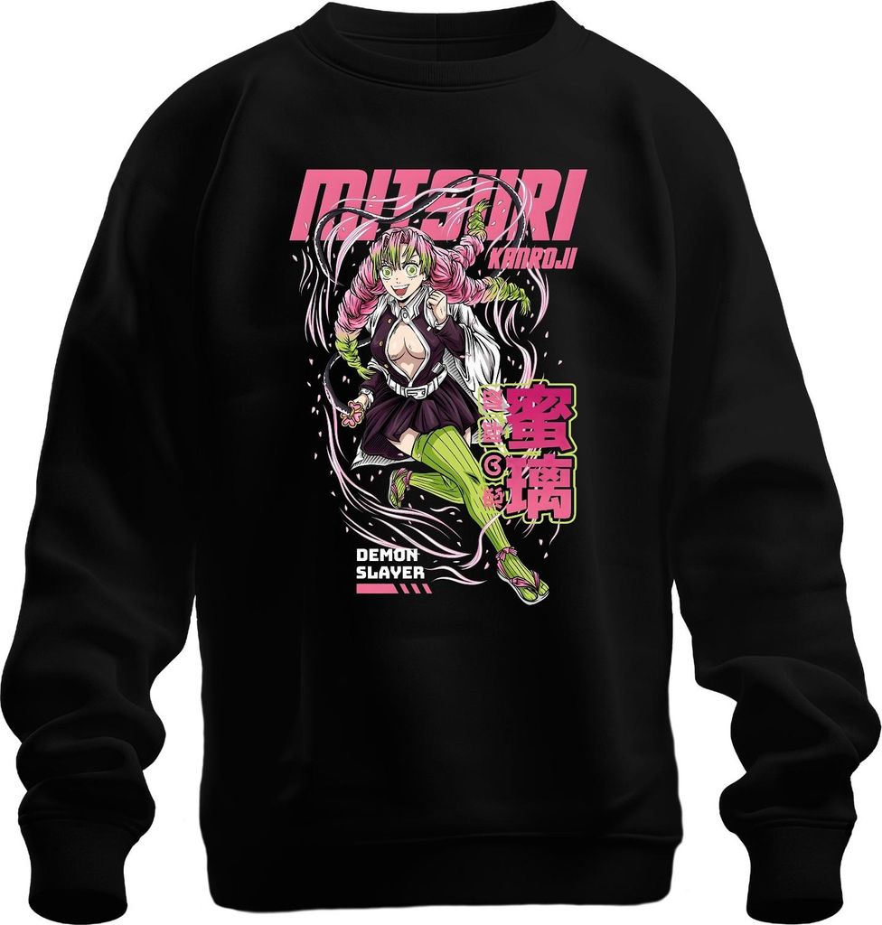 Mitsuri Kanroji Demon Slayer Love Hashira Anime Manga Pink Kawaii Uni Sweatshirt Pullover, Schwarz, L