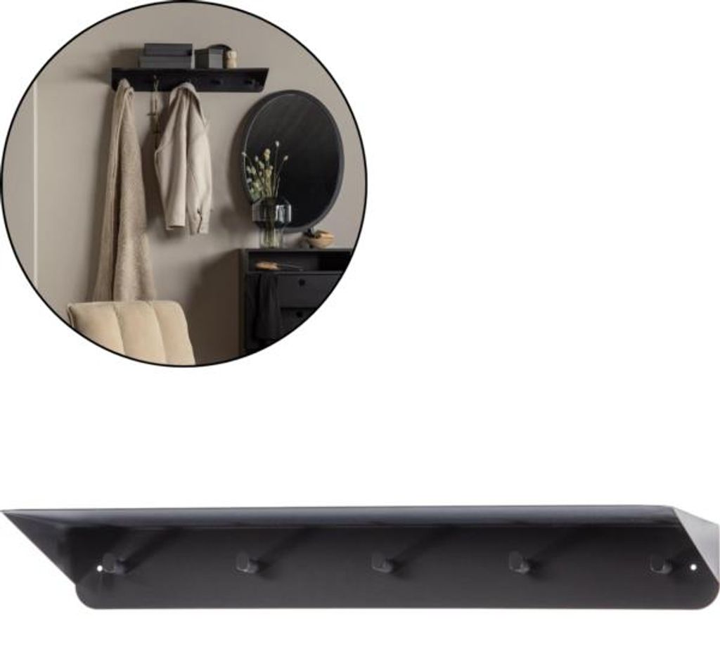 Appendiabiti in legno Kenan Metallo Nero 80 Cm Immagine del prodotto 