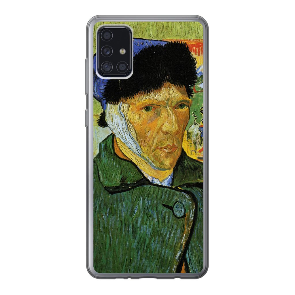 MuchoWow Handyhülle Schutzhülle Hülle für Samsung Galaxy A52 5G Selbstbildnis mit verbundenem Ohr - Vincent van Gogh Silikon Softcase Handy H...