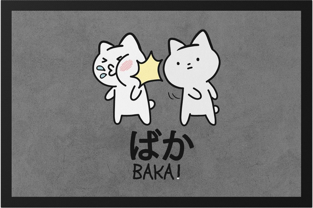 Baka Anime Fußmatte Lustiges Baka Katze Ohrfeige Cat Otaku Manga