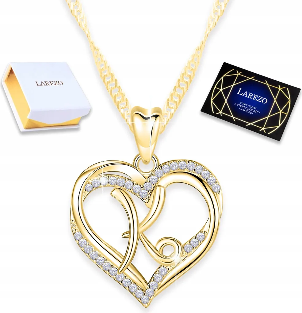 Collana in oro con lettera K e ciondolo a forma di cuore, lettera dell'alfabeto dell'amore, ARGENTO 925