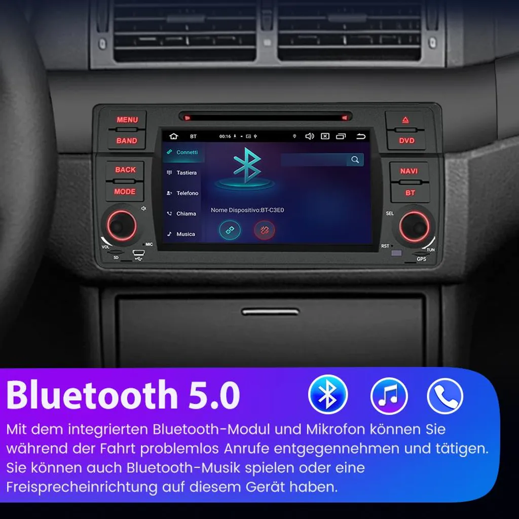 Ecran Tactile Android 10 GPS BMW E46 Bluetooth DAB+ Autoradio 4G 64GB - 6