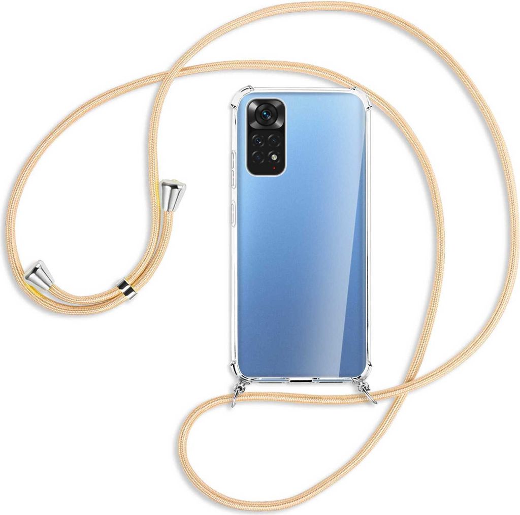 Handykette Backcover-Schutzhülle mit Band (Metall silberfarben) für Xiaomi Redmi Note 11S 4G - Goldkordel