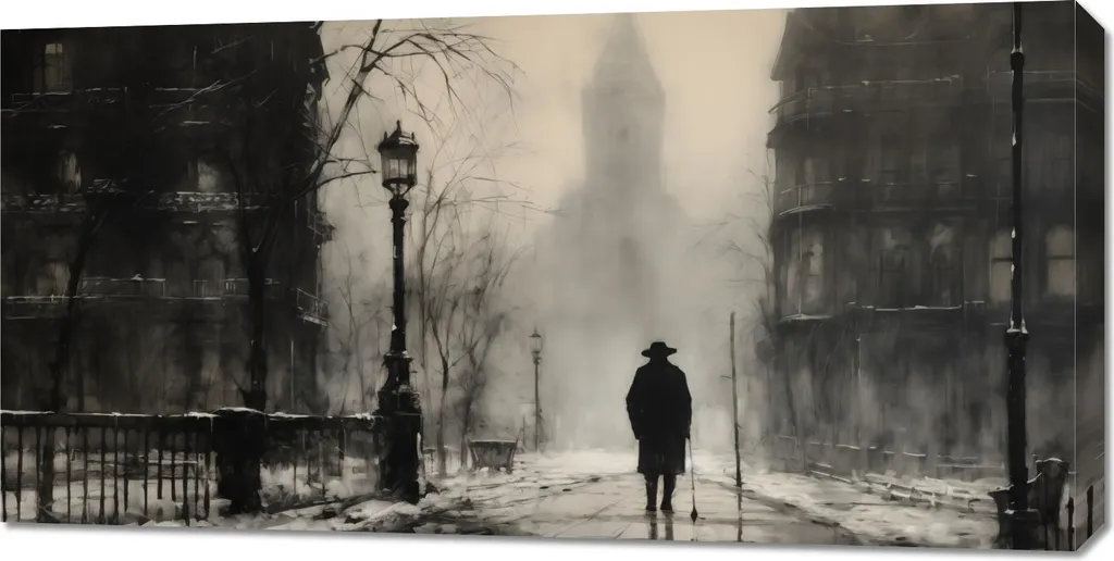 Quadro su Tela Londra 100x50 Nebbia | Atmosfera British per Casa