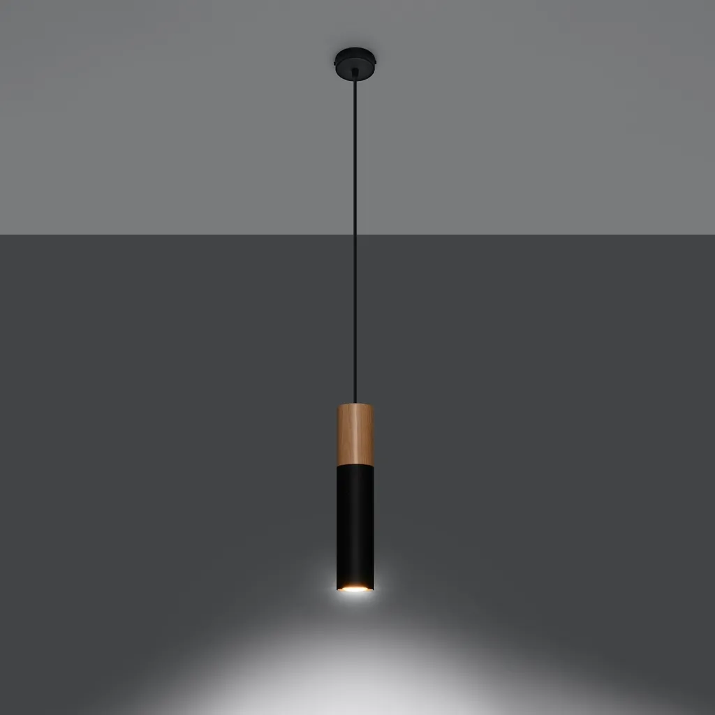 Lampada a Sospensione Legno e Acciaio BLOKO 1 GU10 | Design LUMILO - 3