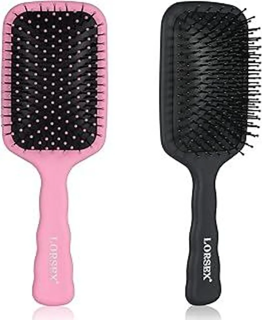 LORSEX 2 spazzole per capelli, spazzola grande a paletta per districare capelli di donne, uomini e bambini, ideale per capelli bagnati/asciutti, lisciante, massaggiante e districante