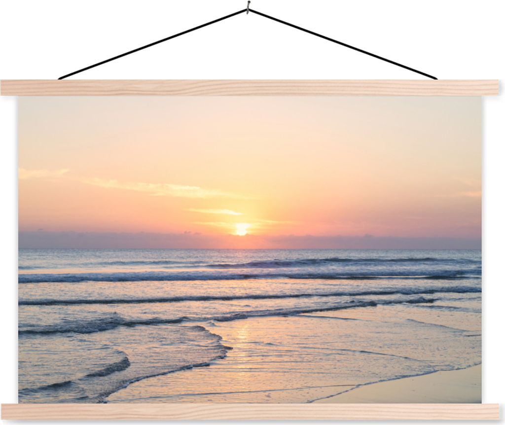 MuchoWow Textilposter Meer - Pastell - Sonne 60x40 cm mit holzfarbenen Rahmen - Bilder