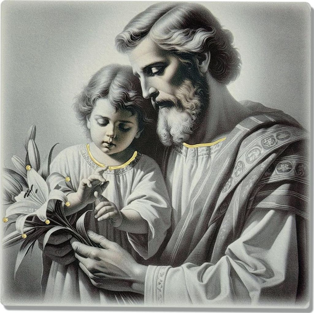 Heiliger Josef auf Holz gemalt | Größe: 12,5x12,5 cm | Artikelnummer: ESF198276D