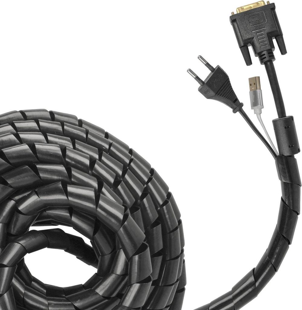 Minadax Kabelmanagement Flexibel - Ø 20-45 mm 10 meter - Kabelschlauch Spiralschlauch Kabelschutz Zuschneidbar | Zum Bündeln von Kabeln | Hochwer...