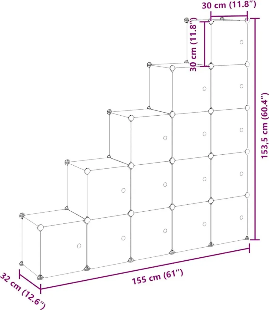 Étagère modulable 15 compartiments pour vêtements et chaussures Noir en PP - 9