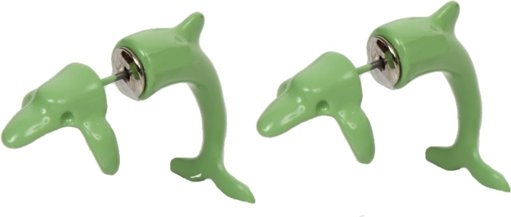 3D Delphin Ohrstecker Ohrringe in der Farbe grün